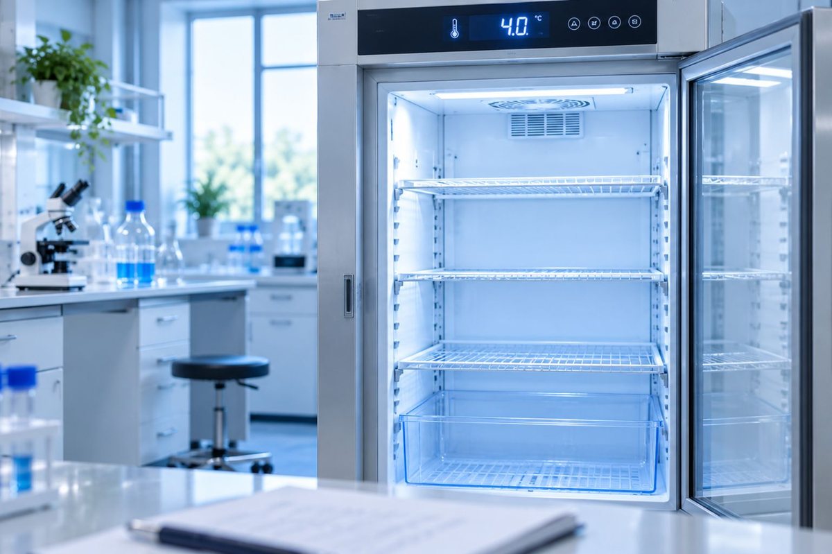 Laboratory refrigerator with a temperature display